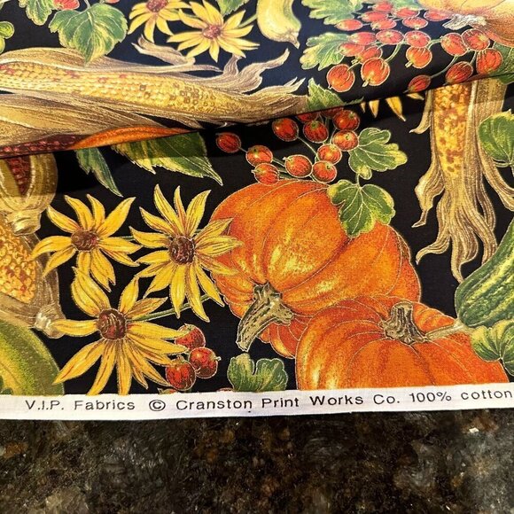 Autumn Harvest Fabric Cranston Cotton Pumpkins Fall Gourds Quilting 44 X 36 - Picture 2 of 8